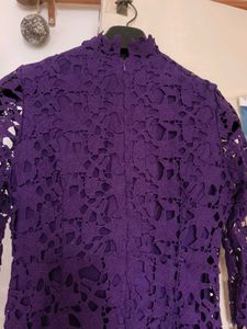 Purple Lace Long Sleeve Dress