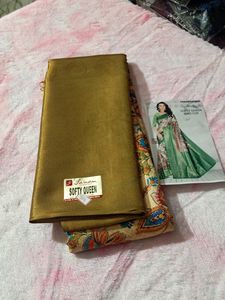 Digital Floral Softy Kuberpattu In Olive Shade