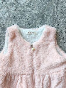 Pink Faux Fur Vest Dress