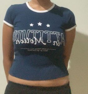 Y2K Vibes! Brand New Navy Blue Graphic Tee