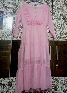 Pink Ruffle Maxi Dress