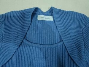 Y2k Blue Ribbed Knit Top &amp; Shrug Set