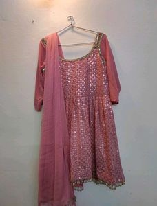 Pink Sequin Anarkali Suit
