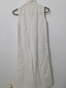 White Eyelet Knee Length Dress