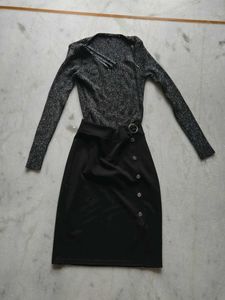 Sparkly Black Top And Mini Skirt Set