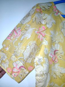 Floral Yellow Sheer Top - Size Medium