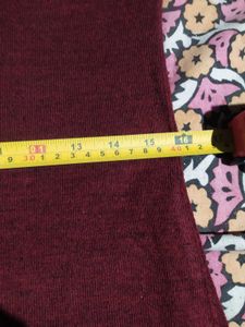 Burgundy Embroidered winter Kurta with ponchoo