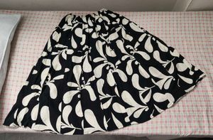Black &amp; Off White Floral Print Skirt