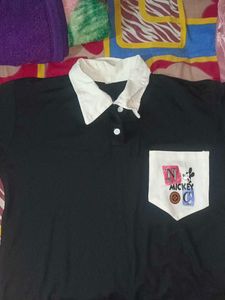 Black &amp; White Mickey Polo Shirt