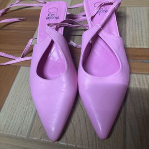 Pink Tie Up Kitten Heels