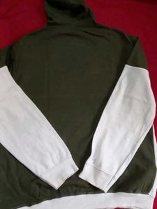 Olive Green And white Graphic Hoodie