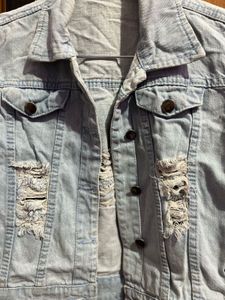 Distressed Light Blue Crop Denim Jacket