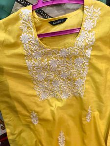 Yellow Embroidered Kurta