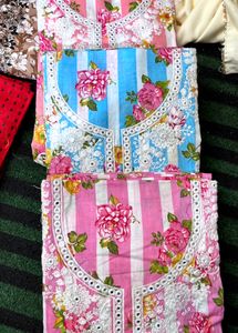 Coloured Full Cotton Suite With Printed Dupatta