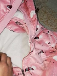 Pink Patterned Zip-Up Hoodie