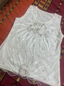 white sequins top