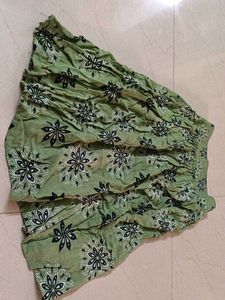 Green Floral Print Skirt