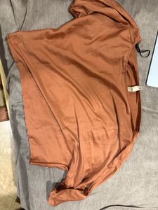 Satin Top - Burnt Orange Drop Shoulder