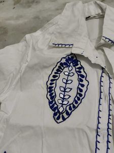 white shirt with dori work and applique wor