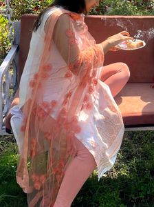 Orange &amp; Cream Kurti With Leggings