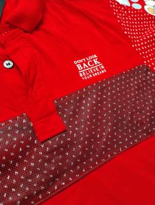 Cotton T-shirt For Boys-Red 🔴 (With Collar)