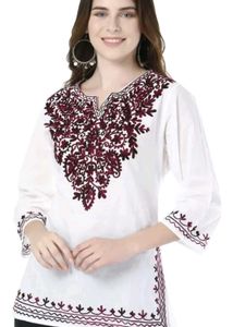 Embroidered White Tunic Top