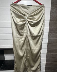 Zara Satin Gathered Skirt