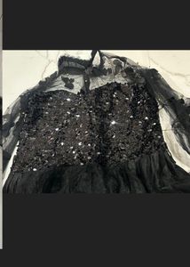 Black Sequin Butterfly Net FrockDress