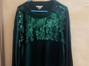 H&amp;M Emerald Green Sequens Sweater Top