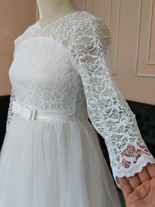 Elegant White Lace &amp; Tulle Dress