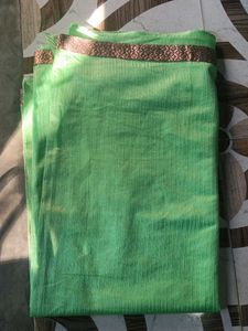Green Saree with Gold Border