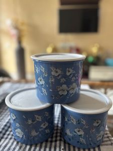Floral‑printed 1 L Round Plastic Storage Container