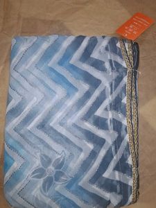 Blue and White Saree
