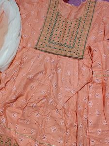 Peach Embroidered Kurta Set