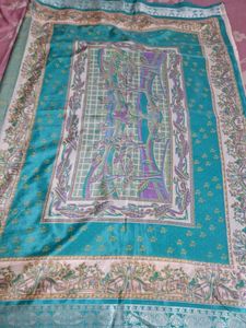 Silk Silver Zari Saree - Turquoise &amp; White