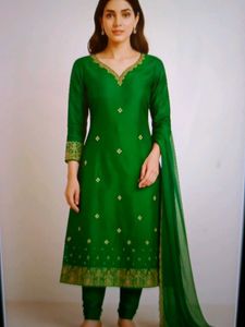 Emerald Green Silk Blend Kurti with Gold Zari Work