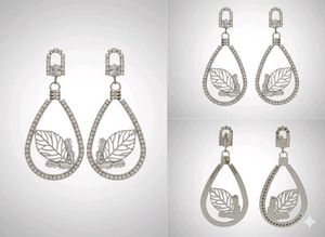 Earrings Of Sparkling Leaf Teardrop