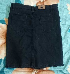 Button-Front Denim Skirt