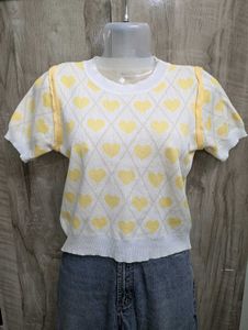 Yellow Hearts Knitted Tee