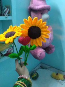 Crochet Sunflower stick