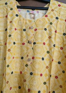 Yellow Printed Kurta