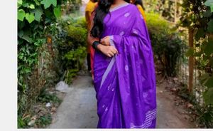 Purple Floral Saree with readymade blouse