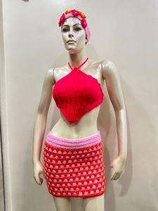 Crochet Halter Top and Skirt Set