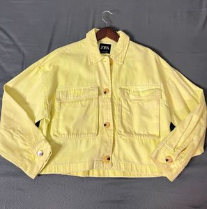 ZARA neon Green Denim Jacket