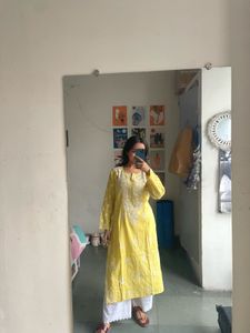 Yellow Embroidered Kurti