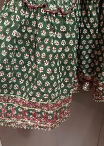 Green Cotton Anarkali kurti