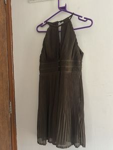 Elegant Olive Green Halter Dress