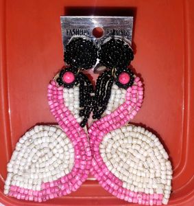 Flamingo Beaded Earrings