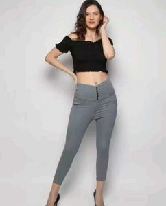 Gray High-Waisted Skinny Jeans