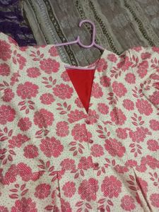 New Aline Flower Print Cotton Kurti